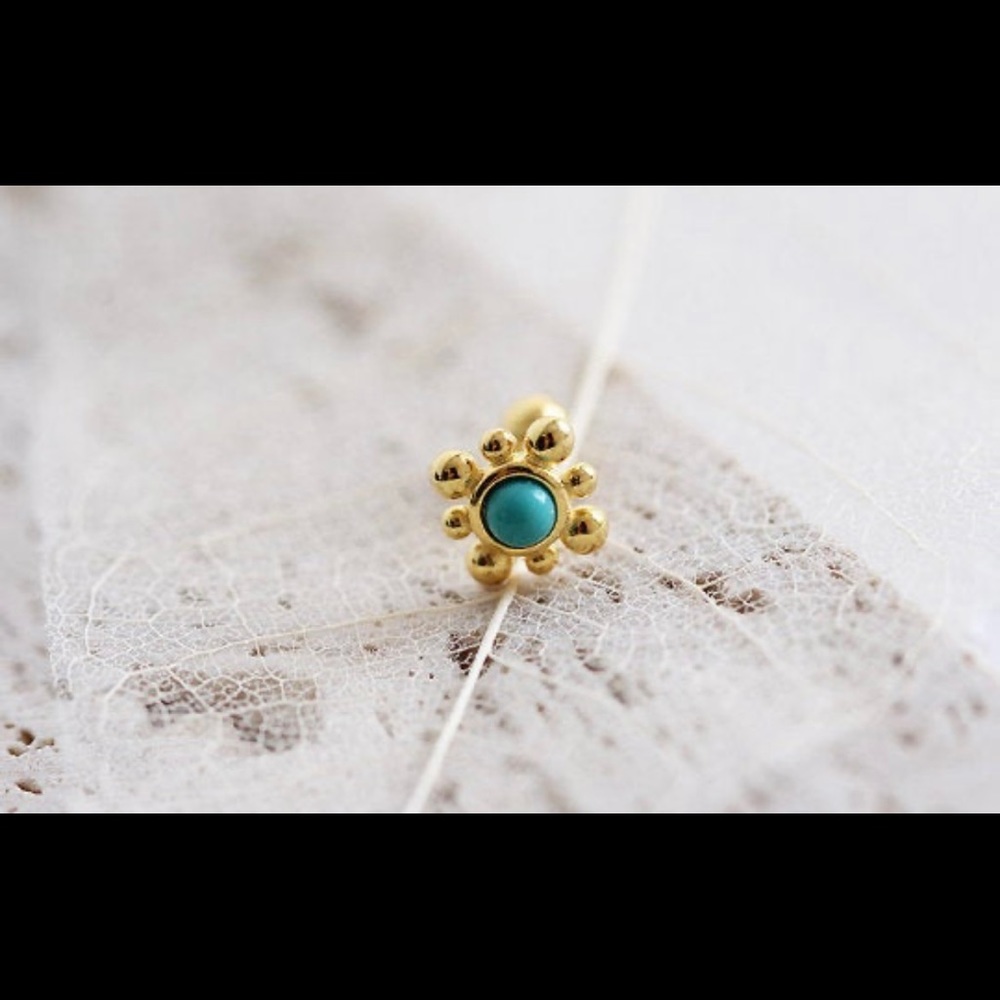 Set of Gold Plated Turquoise Earrings